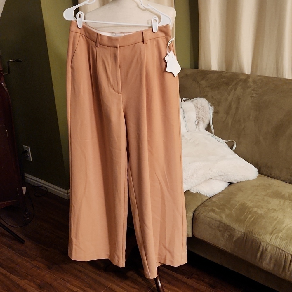 NWT Nordstrom Tan Cork Color Pleated Wide Leg Pants-Size 10​​​​​​​